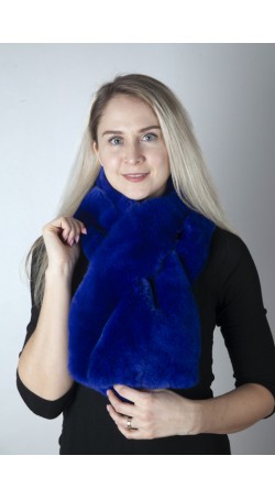 Dark blue rex fur scarf